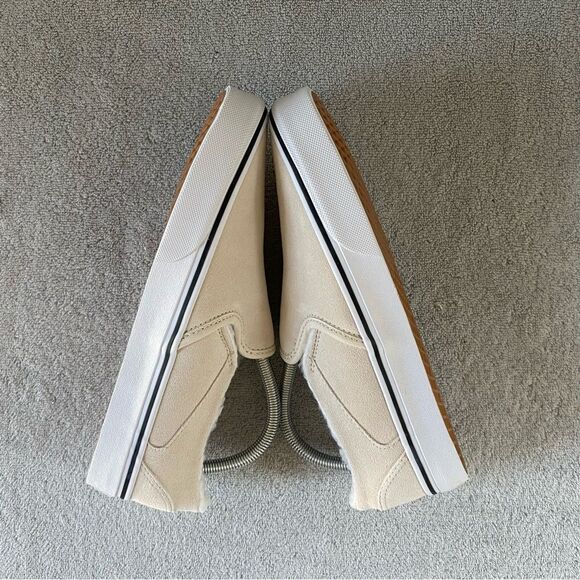 Vans Womens 10 Asher Suede Sherpa Classic Slip On Shoes VN0A5JLJBRC Birch Ivory - Picture 6 of 8